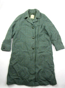 Vtg 1960s Harris Tweed Handwoven 100% Virgin Wool Green Overcoat Woven Scotland - Picture 1 of 18