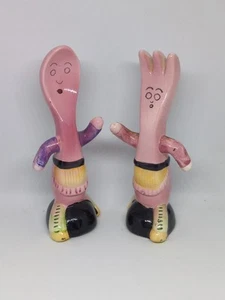 Vintage Enesco Anthropomorphic Salt Pepper Fork Spoon Shakers 50s Ceramic Rare - Picture 1 of 3