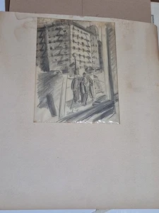 Edith Hamlin 1938 Drawing Original Art Social Realism Hell's Kitchen Tenements - Picture 1 of 21