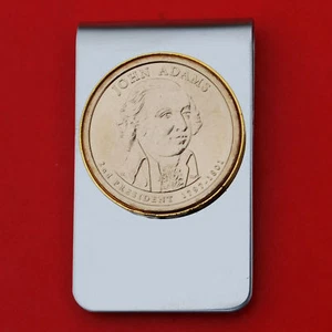 2007 Presidential Dollar BU Unc Coin Money Clip NEW - John Adams - Picture 1 of 20