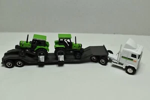 Ertl 1:64 Mack Dueutz-Allis Semi Equipment Hauling Lowboy Trailer W/2 Tractors - Picture 1 of 7