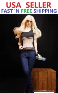 1/6 scale DARK BLUE Skinny Jeans Pants with Belts B for 12'' Female Figure Doll - Picture 1 of 2