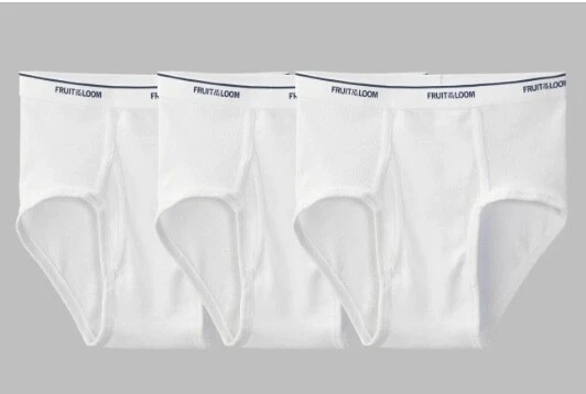 Men's 3 Pack Fruit of the Loom® WHITE BRIEFS NEW Small Medium Large XL 2XL 3XL  - Image 1 of 4