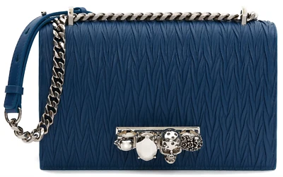 NWT Alexander McQueen Jeweled Satchel Knuckle Duster Skull Ring Shoulder Bag - Image 1 of 4