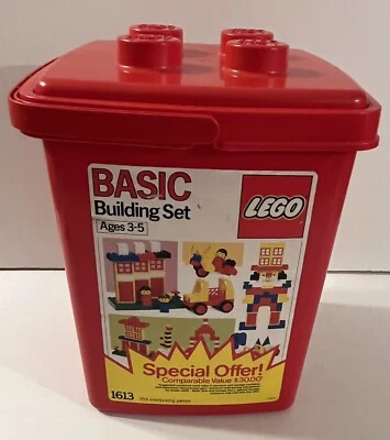 Vintage 1987 LEGO Basic Block Bucket Set #1613 Red Bucket EMPTY NO LEGOS - Image 1 of 4