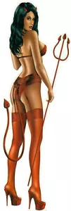Aufkleber Teufelsbraut Teufelin Pin Up Girl 21 x 6,5 cm Sexy Devil Babe Decal - Picture 1 of 1