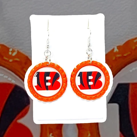 Cincinnati Bengals   Football Bottle Cap Dangle  Earrings Cover