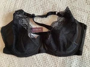 Adore Me Underwire Full Bra size 40DD  Black Lightly Padded Lace NWT - Picture 1 of 11