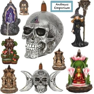Large Skull Skulls Backflow Incense Burner Burners Gothic Mythology Smoke Gift - Picture 1 of 9
