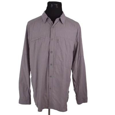 The North Face Mens Shirt XL Grey Striped Zip Pockets Vented Mesh Nylon - Image 1 of 4
