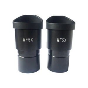 One Pair WF5X Stereo Microscope Eyepiece with Rubber Eye Cups Mount 30mm 30.5mm - Picture 1 of 6
