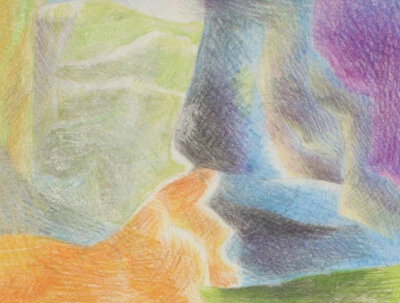 Original Lápiz Abstracto Cubista Dibujo por Noreen Larinde Papel Marco Madera 5"x7" Foto 1 de 4