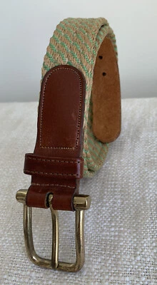 Rafia tejida Dooney & Bourke vintage con cinturón de cuero para hombre talla 40 hebilla de latón macizo Foto 1 de 4