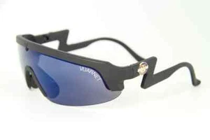 Vuarnet Matte Black Sport Cycling Biking Goggles Sunglasses Gray Flash Blue Lens - Picture 1 of 6
