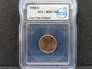 1958 D ICG MS 67 RD Penny (Bin 4) - Picture 1 of 2