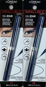 (2) Loreal Infallible Precision Felt Liner Sealed 0.034 fl oz 615 - Blue - Picture 1 of 2