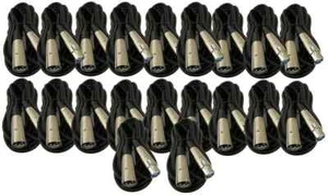 Lotto 20 Prolunga Microfono 6'Ft Schermato 3 Pin XLR-Maschio a Femmina Cavo Audio - Foto 1 di 1