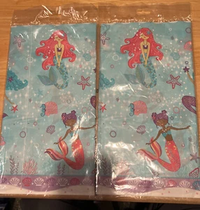 Shimmering Mermaids Plastic Table Cover ~ Girl Birthday Party Supplies, Set Of 2 - Picture 1 of 5