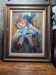 Original signiertes Gemälde "Dottie Mulhare" Öl auf Leinwand Raggedy Ann um 1950 - Bild 1 von 10