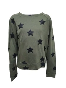 TEREZ Girl's Green Star Foil On Army Sweatshirt #12738281 NWT - Picture 1 of 2