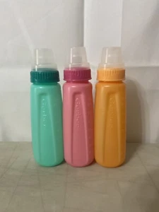 3 Vintage Gerber Baby Bottles Pastel Colors Plastic 8 Oz. No Nipples You Choose  - Picture 1 of 8