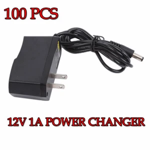 100Pcs AC 100-240V DC 12V 1A 5.5 x 2.1MM Charger Power Supply Adapter US Plug - Picture 1 of 8