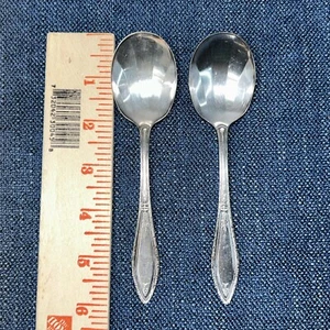 2 Vintage Mystic Coronet 1881 Rogers Silverplate Oneida Soup Spoons 5 7/8” - Picture 1 of 11