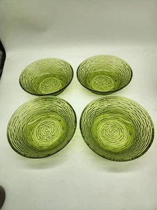 4 Anchor Hocking Glass SORENO Avocado Green Cereal Bowl 6" Pressed bark  T34 - Picture 1 of 5