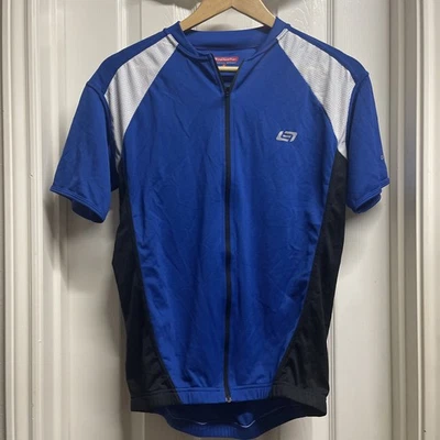 Bellwether Cycling Jersey Adult L Blue Black white Full Zip Polyester Pockets  - Image 1 of 3