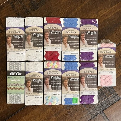 NOS Lot of 11 - Wrights Jumbo Medium Rick Rack Multiple Colors + Sizes - Image 1 of 4