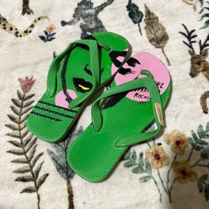 Diesel kids size 9 Green and Pink Graphic Flip Flops - Picture 1 of 5