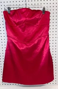 NWT Forever 21 Hot Pink Strapless Mini Dress Large Open Back Lace Up Side Zipper - Picture 1 of 10