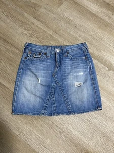 TRUE RELIGION MINI DENIM SKIRT SIZE 27/4 - Picture 1 of 8