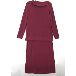 Talbots Merinowolle Strick Top & Rock Set L Burgund 2-teilig Pullover Outfit - Bild 1 von 12