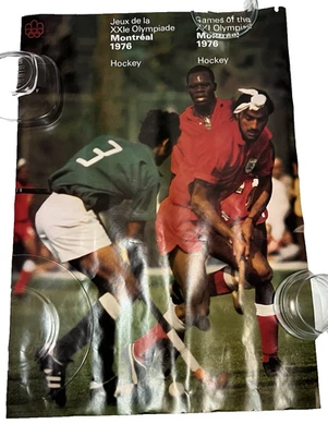 Vintage 1976 Montreal Olympics Hockey  Poster COJO - Image 1 of 4