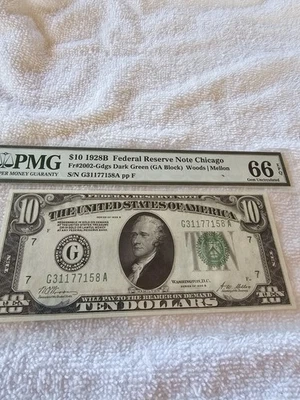 1928B $10 FRN G31177158A P.M.G #66EPQ - Image 1 of 2