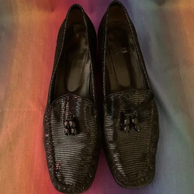 Stuart Weitzman Black McCool Nero Saville Napa Loafers Size 9.5 - Image 1 of 4