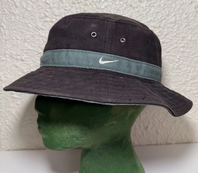 VTG Nike Hat Bucket Tiger Woods Golf Black Green Large Slam Logo Cap 90s Y2K SzM - Image 1 of 4
