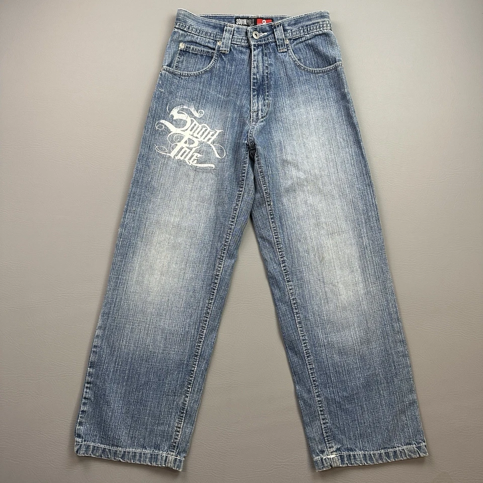 Jeans Southpole Vintage Niños 10 26x25 Denim Sueltos Rojo Pestaña Gráfico Hip Hop Y2K Foto 1 de 4