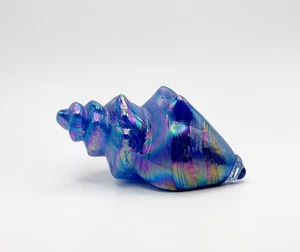 Vintage Iridescent Art Glass Conch Sea Shell Figurine 4.5” Paperweight - Picture 1 of 3