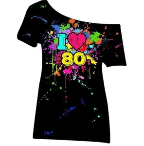 Camisas para mujer años 80 I Love The 80s Camisetas para mujer 1980 temática 2XL negras - Imagen 1 de 7