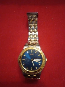 Reloj Citizen Oro Cuarzo 1102-S65831 Para Hombre Dos Tonos/Esfera Azul/Día/Fecha - Imagen 1 de 4