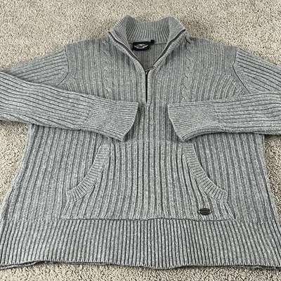 Harley Davidson свитер женщин 1W вышитый 1/4 молнии карманы ребристый шерсти F209 - Изображение 1 из 4