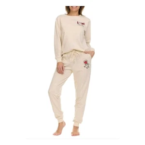 Women's Keith Haring Lounge 2 Piece Set Crewneck Tan Size L NWT - Picture 1 of 7