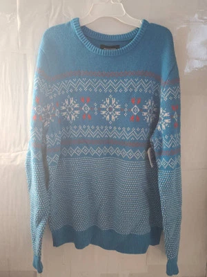 Suéter tejido familiar a juego FairIsle azul copo de nieve talla M Nordstrom para mujer Foto 1 de 4
