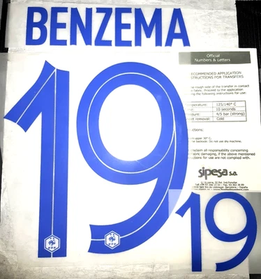 FRANCIA 2022 BENZEMA 19 AWAY WORLD CUP, NOME+NUMERO FLOCAGE, DECALCOMANIA - Photo 1/3