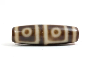 Tibetan 4 Eyes Dzi Bead Agate Amulet Vintage hand made in Taiwan - Picture 1 of 11