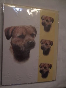 CARTE + ENVELOPPE - chien  BORDER TERRIER - Picture 1 of 1