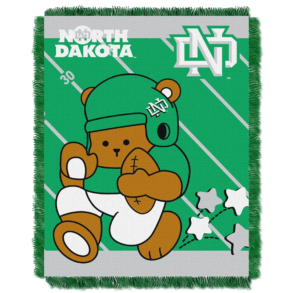 North Dakota Fighting Hawks NCAA Triple Woven Jacquard Throw Fullback Baby NEW - Image 1 of 1