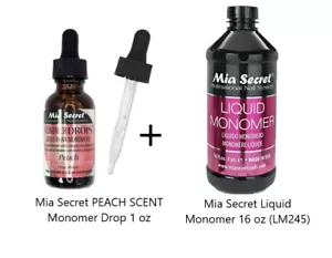 NEW!!! Mia Secret PEACH SCENT Monomer Drop 1 oz + 16 oz Monomer - Picture 1 of 3